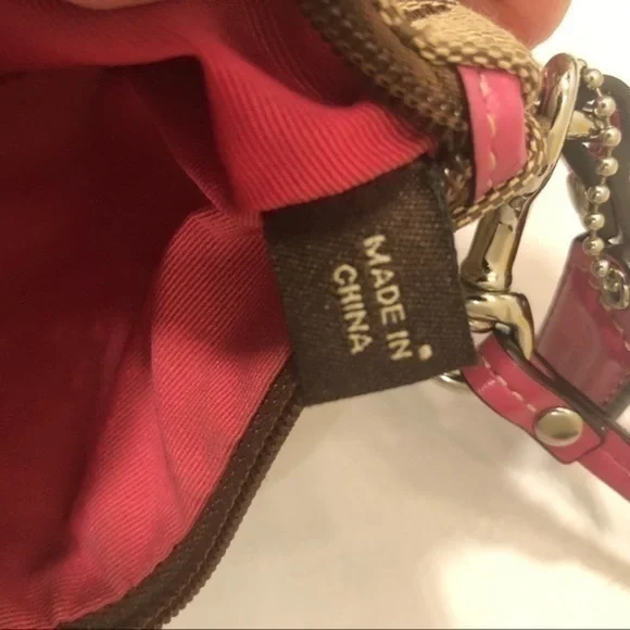 Coach brown pink striped wristlet bag - Picture 2 of 7